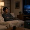 室内灯とテレビがついたリビングの予備電源